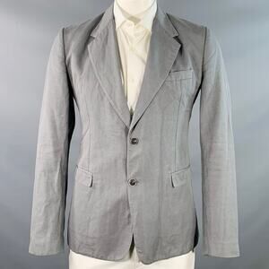 DOLCE & GABBANA Size 42 Grey Cotton Linen Notch Lapel Sport Coat
